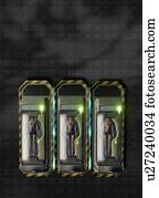 pessoas, hibernação, unidades, ilustração