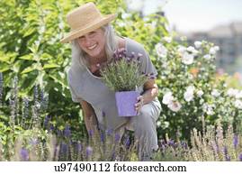Senior woman gardening