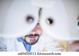 optometrist, executar, teste olho