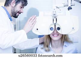 optometrist, executar, teste olho