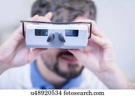 optometrist, executar, teste olho