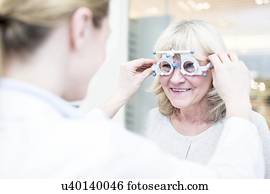 optometrist, executar, teste olho