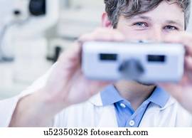 optometrist, executar, teste olho