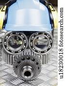 anthropomorphic, mecânico, partes, e, chapéu duro