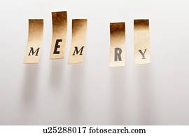Pieces of paper with the word memory, O is missing, studio shot.