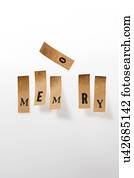 Pieces of paper with the word memory, studio shot.