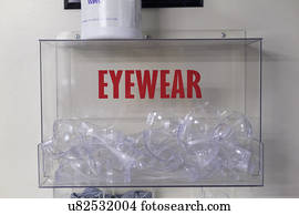 Protective eyewear in case.