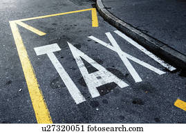 Taxi stand imprint on asphalt road