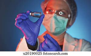 trabalhador healthcare, com, vacina, garrafa