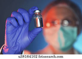 trabalhador healthcare, com, vacina, garrafa