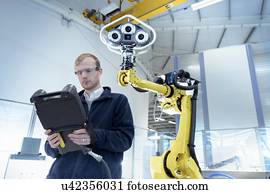 engenheiro, programação, robô, em, robótica, pesquise facilidade