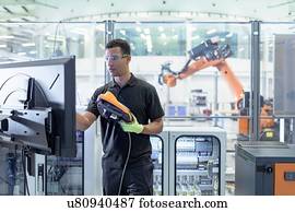 engenheiro, programação, robô, em, robótica, pesquise facilidade