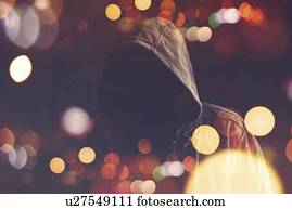 Faceless unrecognizable person without identity.