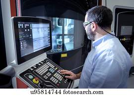 operador, com, aço inoxidável, 3d, impressora, em, robótica, pesquise facilidade