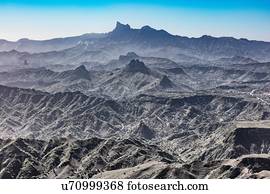 Rugged barren mountain landscape, Serra da Malagueta, Santiago, Cape Verde, Africa