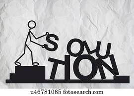 solução, conceitual, illustration.