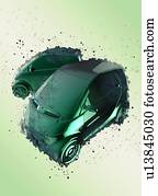 elétrico, carros, illustration.