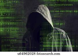 hacker computador, conceitual, image.