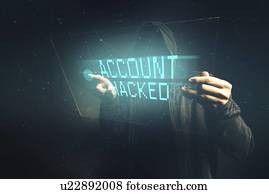 hacker computador, cortar, e-banco, conta, conceitual, image.