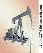 Oil well pumpjack, illustration.