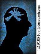 silueta, de, pessoa, cabeça, com, saúde mental, edições, computador, artwork.