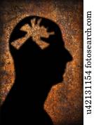 silueta, de, pessoa, cabeça, com, saúde mental, edições, computador, artwork.