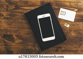 Smartphone and SIM cards.