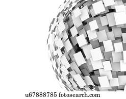 Sphere of square notes, computer illustration.