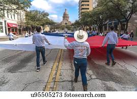 texas, dia independência, parada, centro cidade, austin, texas