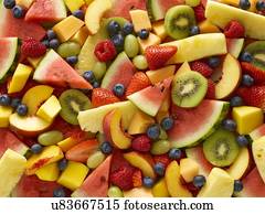 Variety of fresh fruit, full frame.