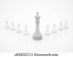 xadrez, rei, e, penhores, computador, illustration.