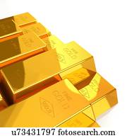 barras ouro, illustration.