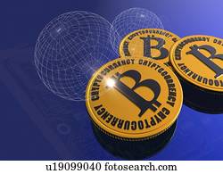 Bitcoins, illustration.
