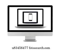 Blank digital device screens.