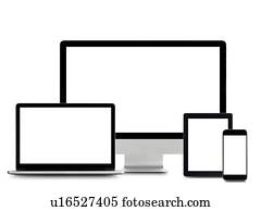 Blank digital device screens.