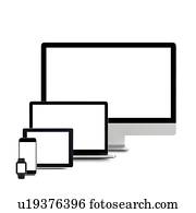 Blank digital device screens.