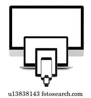 Blank digital device screens.