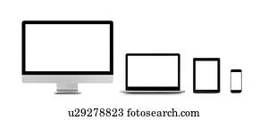 Blank digital device screens.