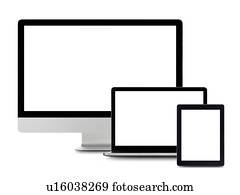Blank digital device screens.