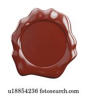 Brown wax seal, illustration.