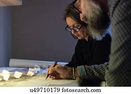 Couple working in home office