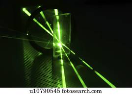 Laser experiment in photonics laboratory.