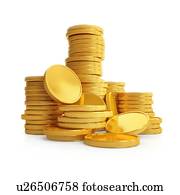 moedas ouro, illustration.