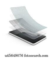 Multi layered covering for screen protection, illustration.