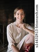 retrato, de, femininas, cozinheiro