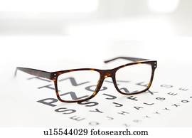 Sight chart and spectacles.