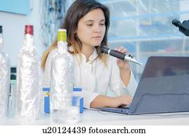 testar, vinho, em, controle qualidade, lab.