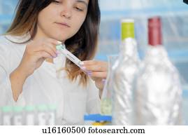 testar, vinho, em, controle qualidade, lab.