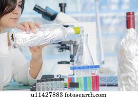 testar, vinho, em, controle qualidade, lab.