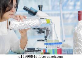 testar, vinho, em, controle qualidade, lab.